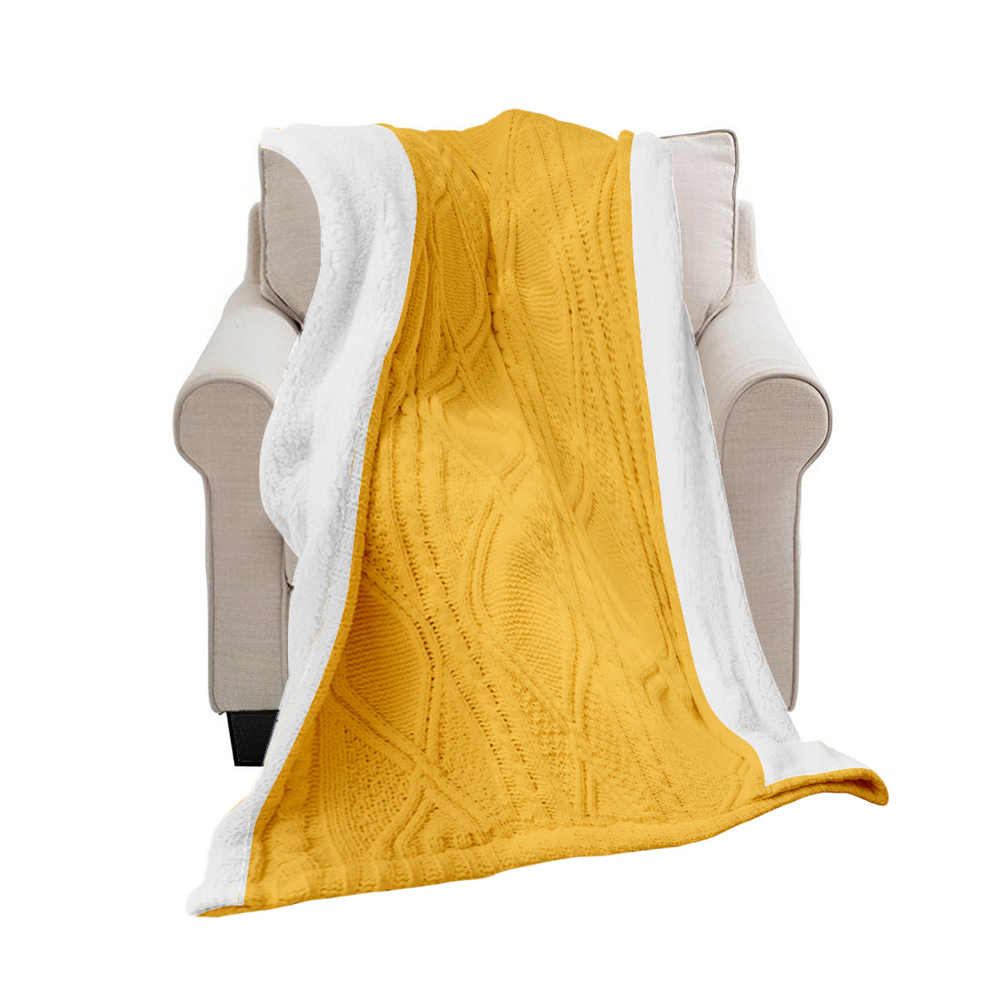 SOGA 200x230cm Throw Blanket Yellow and White Chenille Fleece Knitted Fabric on One Side Soft Suede $ 177.90