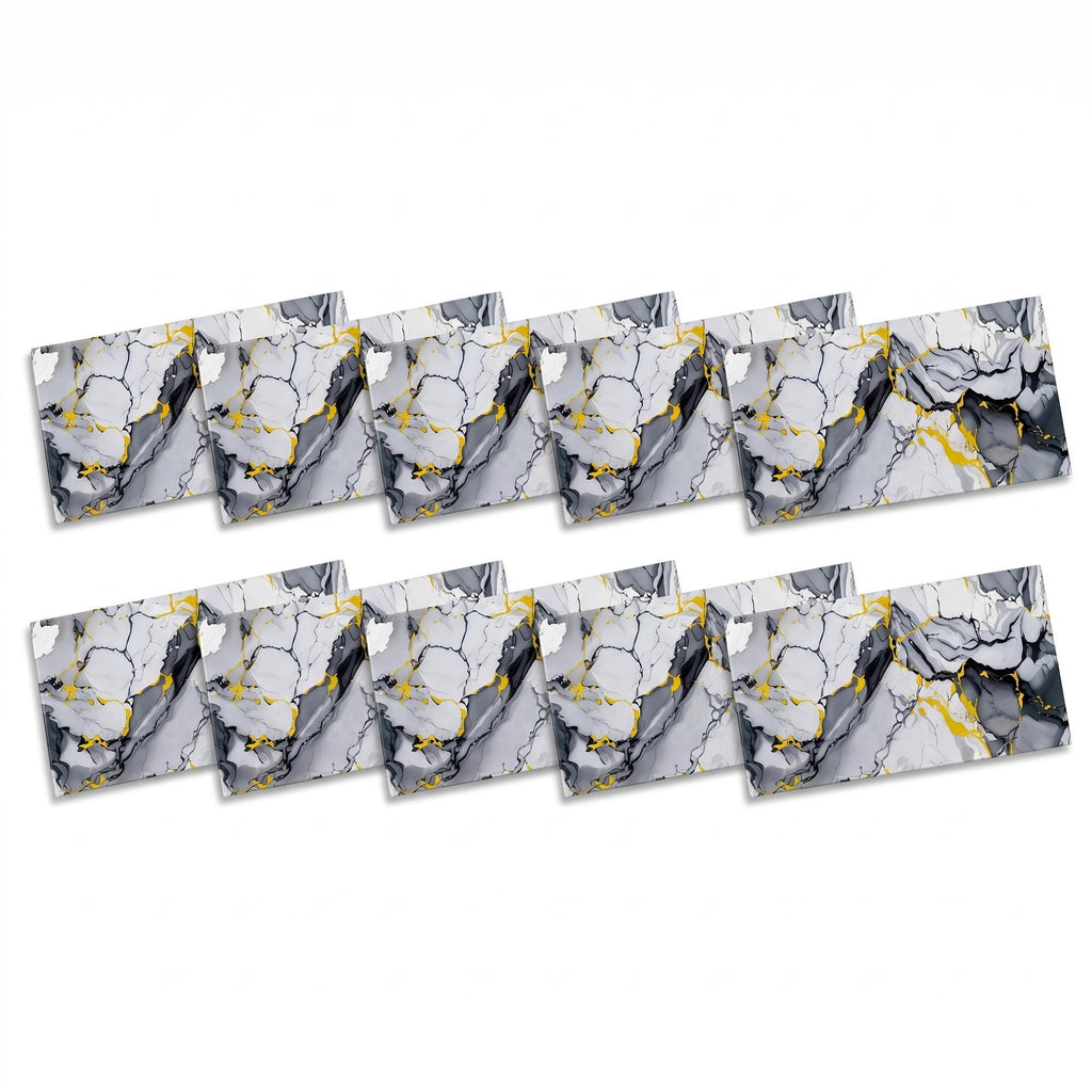 SOGA Peel & Stick Floor and Wall Tiles 30 x 60cm 10 Pack Blue Agate Faux Marble