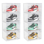 SOGA 2X 4 Tier Transparent Portable Shoe Organiser Sneaker Footwear Folding Plastic Bin Stackable Storage Box with Magnetic Door $ 226.90