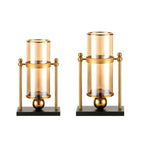 SOGA 40cm Transparent Glass Flower Vase w/ Yellow Flower and 32cm w/ Candle Set