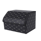 SOGA Leather Car Boot Collapsible Foldable Trunk Cargo Organizer Portable Storage Box Black/Gold Stitch Medium $ 44.50
