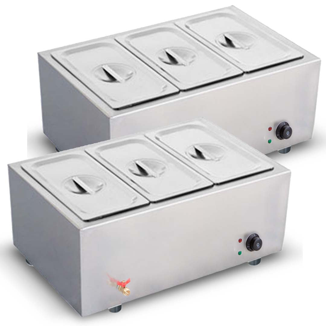 SOGA 2X Stainless Steel 3 X 1/2 GN Pan Electric Bain-Marie Food Warmer with Lid $ 862.50