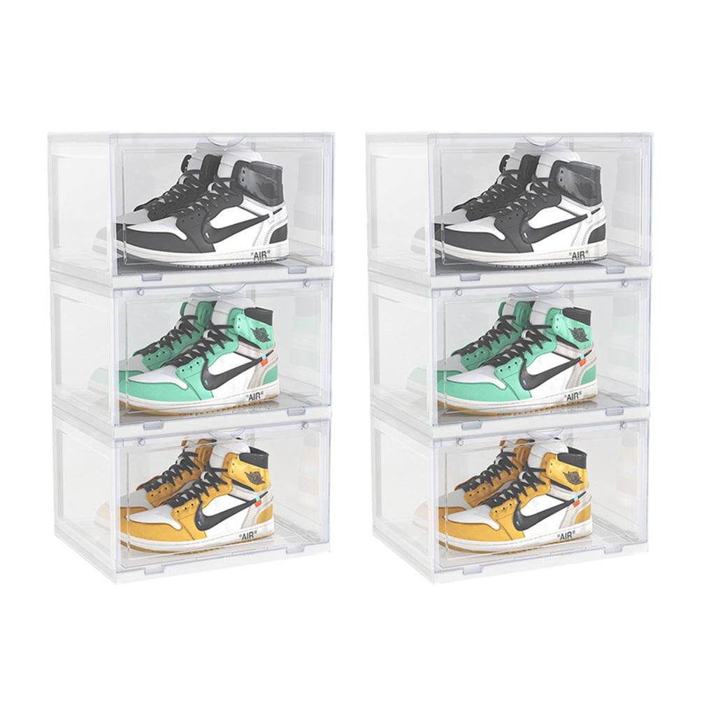 SOGA 2X 3 Tier Transparent Portable Shoe Organiser Sneaker Footwear Folding Plastic Bin Stackable Storage Box with Magnetic Door $ 176.90