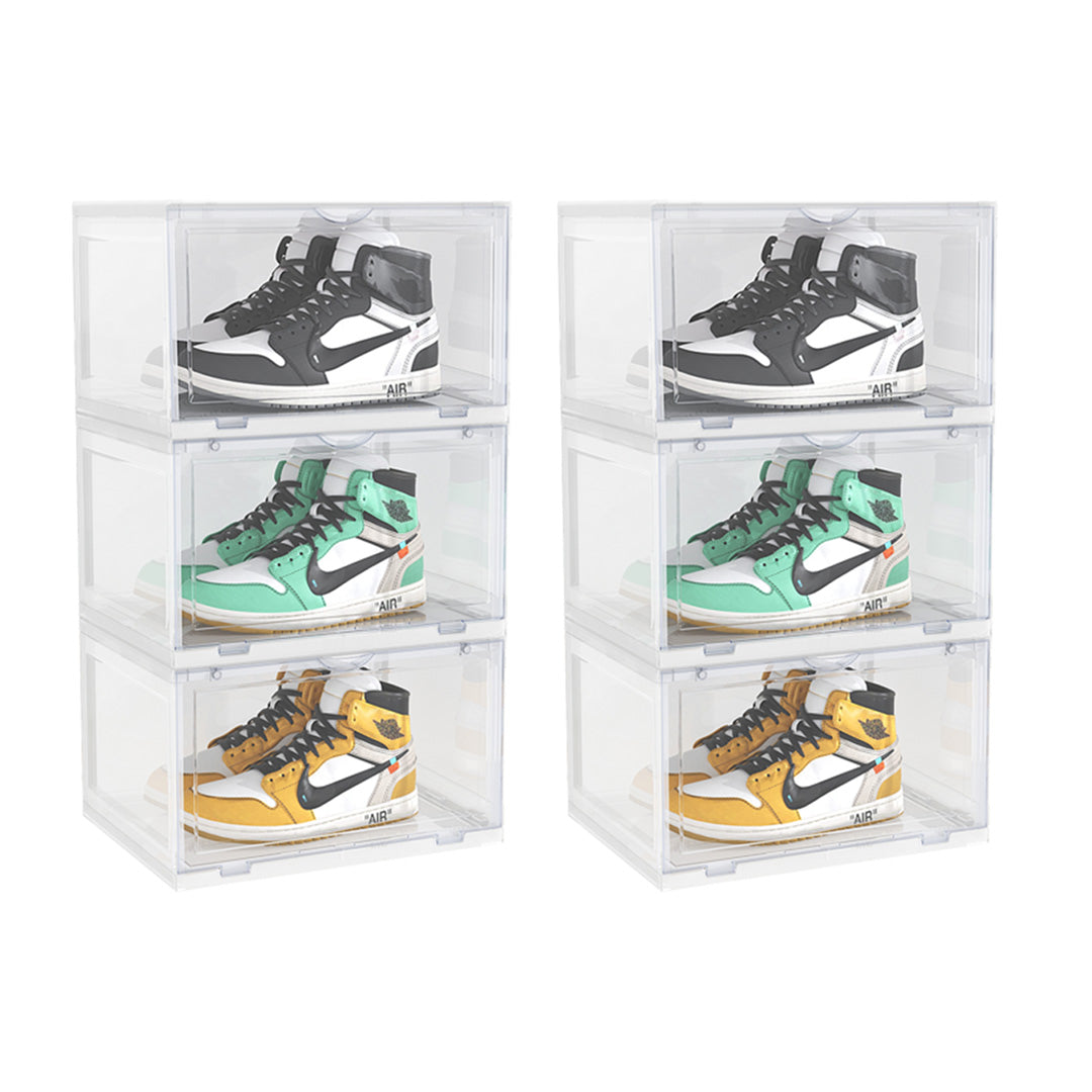 SOGA 2X 3 Tier Transparent Portable Shoe Organiser Sneaker Footwear Folding Plastic Bin Stackable Storage Box with Magnetic Door $ 176.90