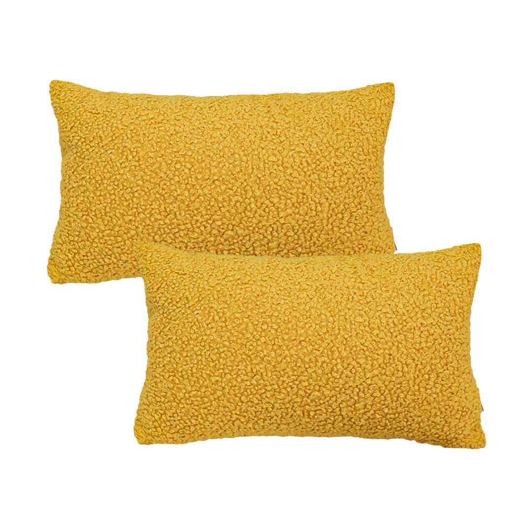 SOGA 2X Boucle Textured Cushion 30x50cm Mustard Yellow Soft Cozy Decorative Throw Pillow $ 119