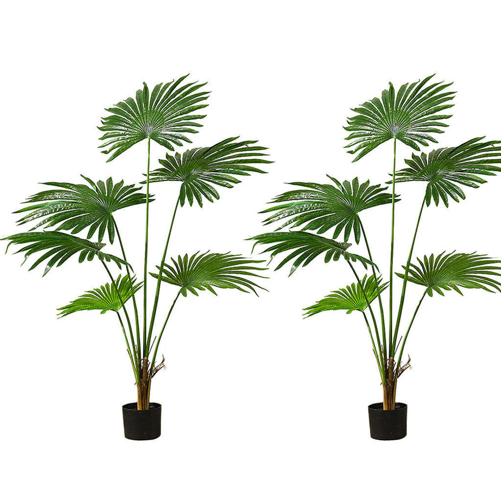 SOGA 2X 120cm Artificial Natural Green Fan Palm Tree Fake Tropical Indoor Plant Home Office Decor $ 198.50