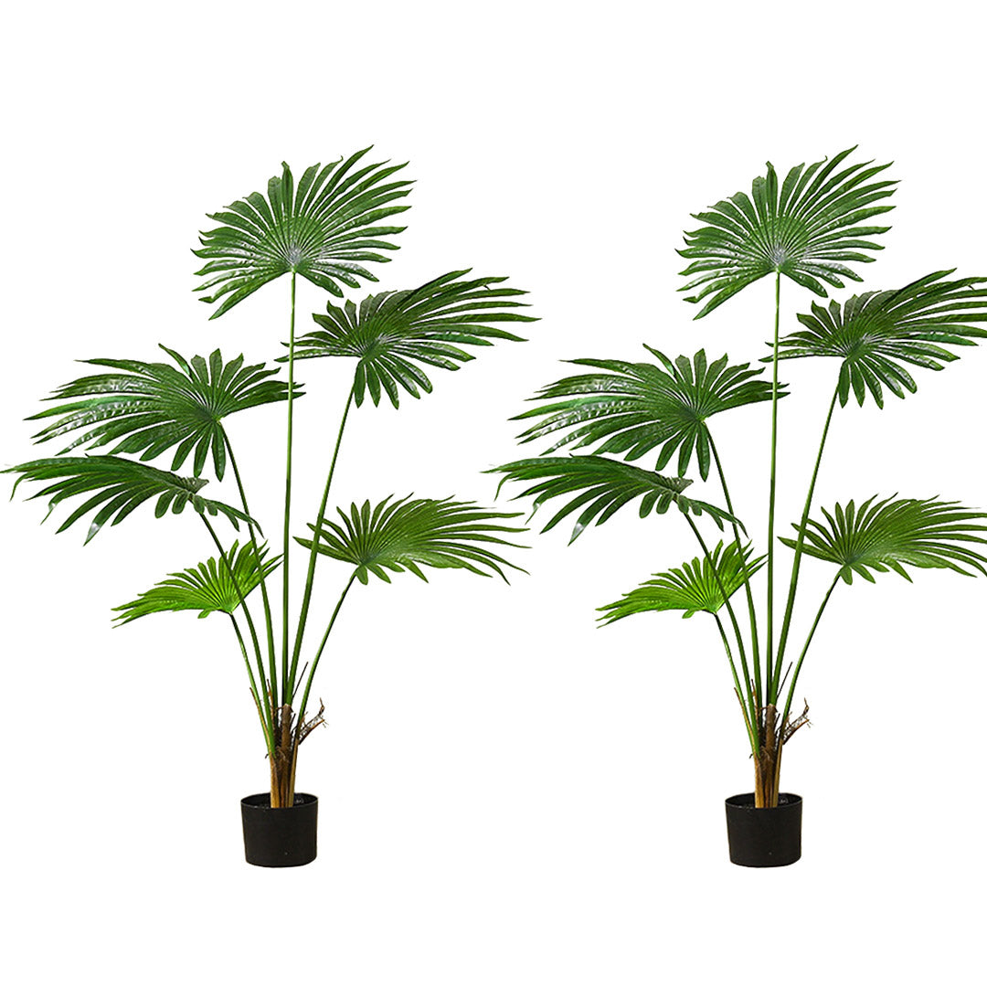 SOGA 2X 120cm Artificial Natural Green Fan Palm Tree Fake Tropical Indoor Plant Home Office Decor $ 198.50