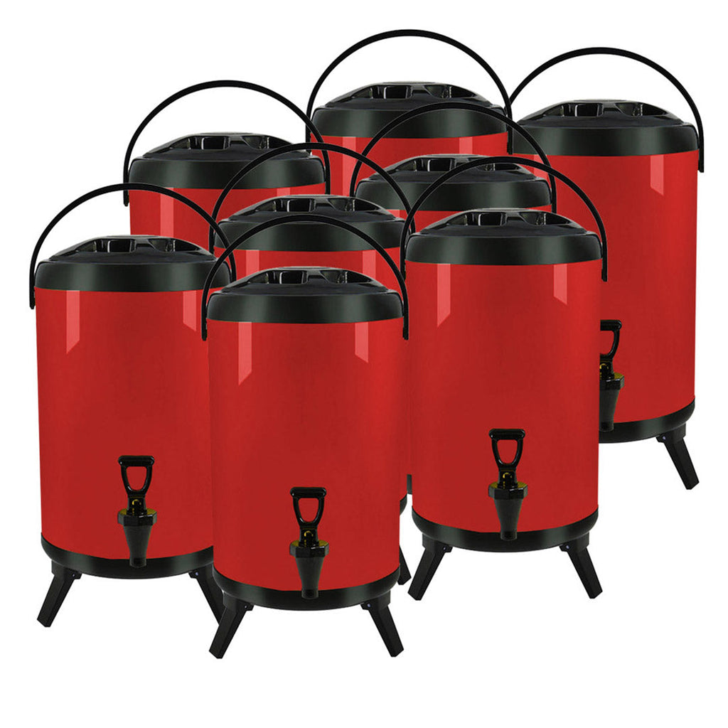 SOGA 8X 8L Stainless Steel Insulated Milk Tea Barrel Hot and Cold Beverage Dispenser Container with Faucet Red $ 578.50