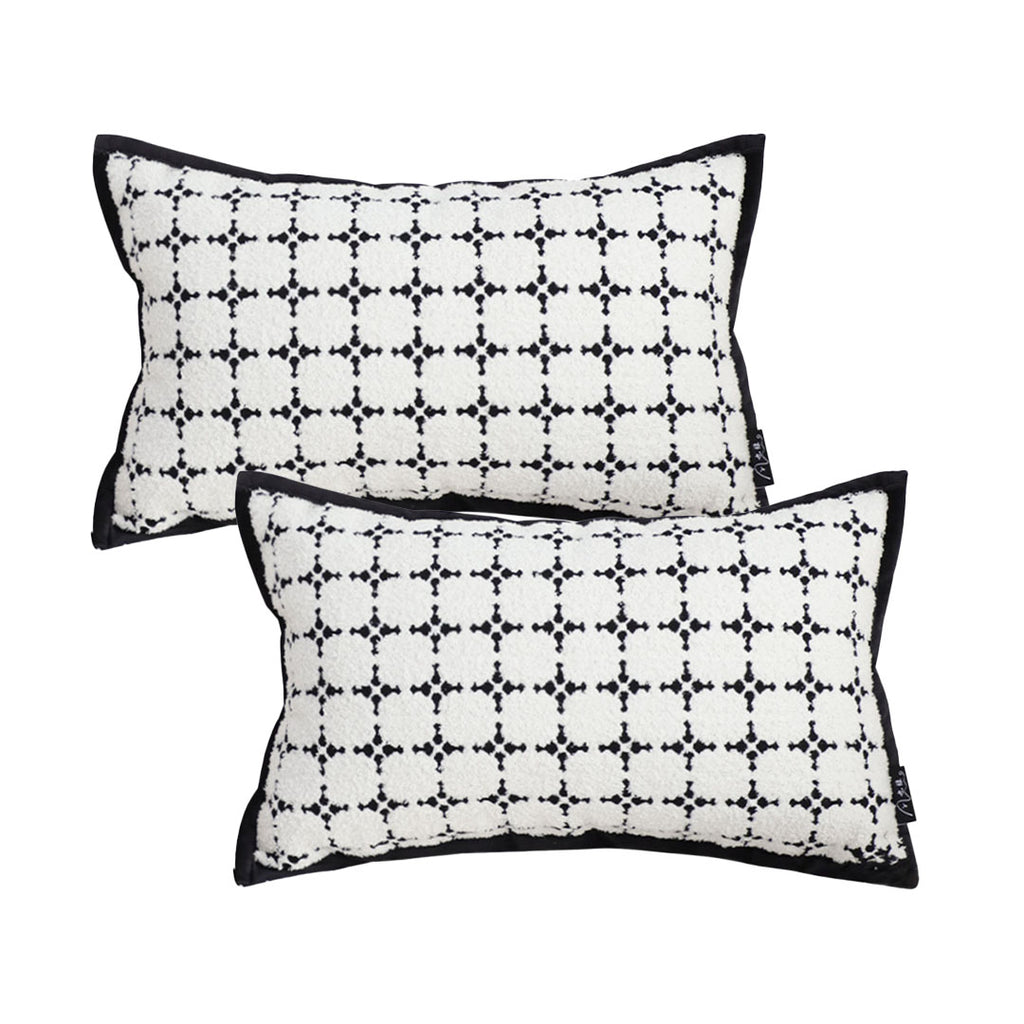 SOGA 2X 35cm Moroccan Black Cross Pattern Black Trim Decorative Throw Pillow $ 120.90