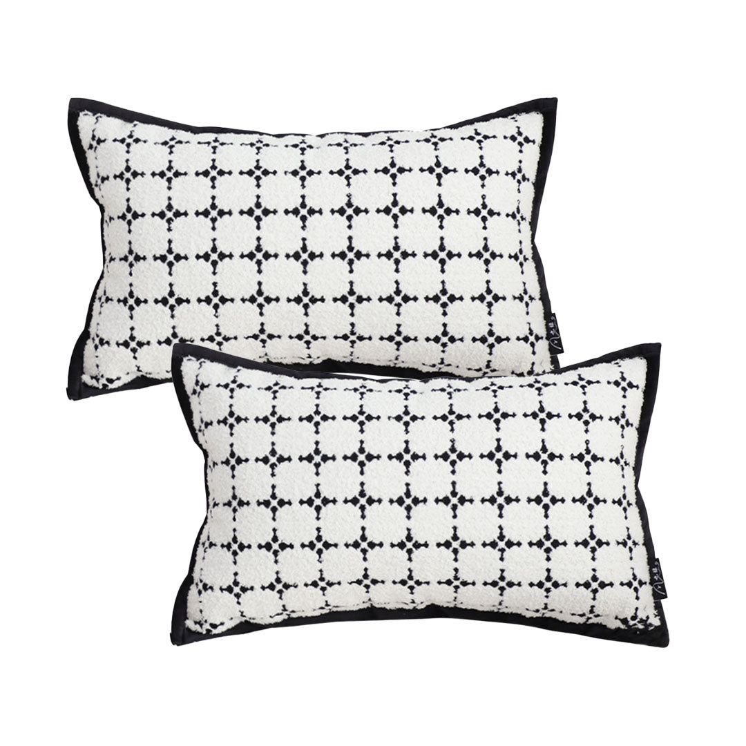 SOGA 2X 35cm Moroccan Black Cross Pattern Black Trim Decorative Throw Pillow $ 120.90