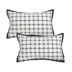 SOGA 2X 35cm Moroccan Black Cross Pattern Black Trim Decorative Throw Pillow $ 120.90
