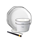 SOGA Diamond Pattern Ceramic Dinnerware Set Crockery Soup Bowl Plate Server Kitchen Home Decor Set of 4 $ 61.50