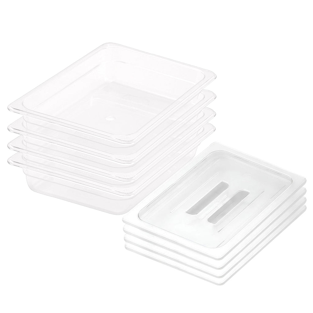 SOGA 65mm Clear Gastronorm GN Pan 1/2 Food Tray Storage Bundle of 4 with Lid $ 160.50