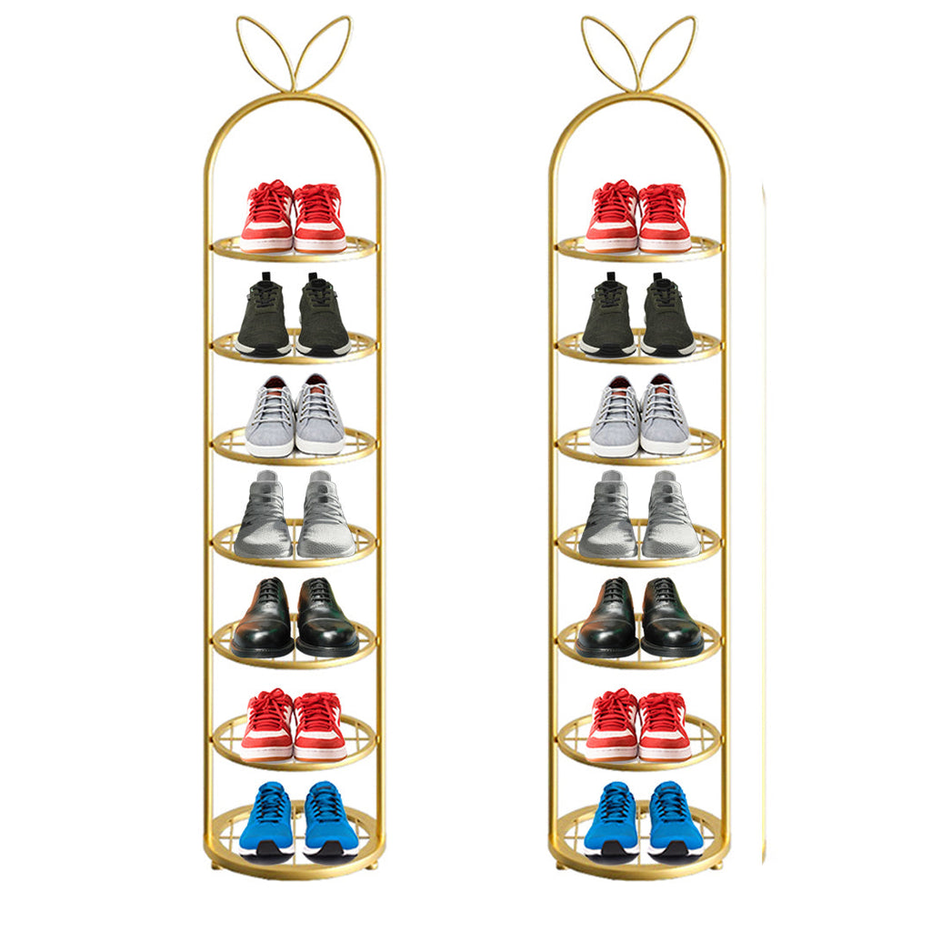 SOGA 2X 7 Tier Bunny Ears Gold Plated Metal Shoe Organizer Space Saving Portable Footwear Storage Shelf $ 183.50