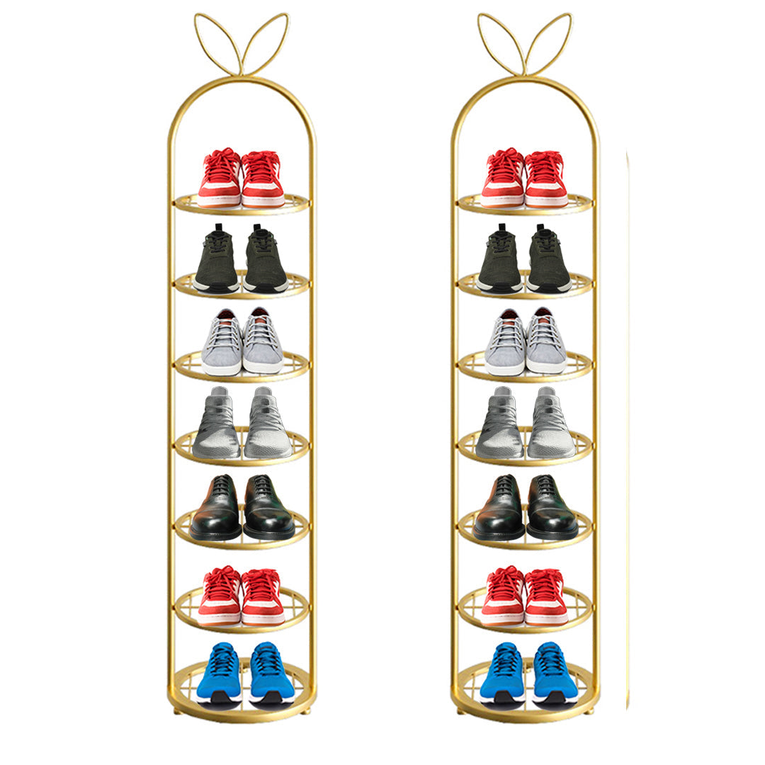 SOGA 2X 7 Tier Bunny Ears Gold Plated Metal Shoe Organizer Space Saving Portable Footwear Storage Shelf $ 183.50