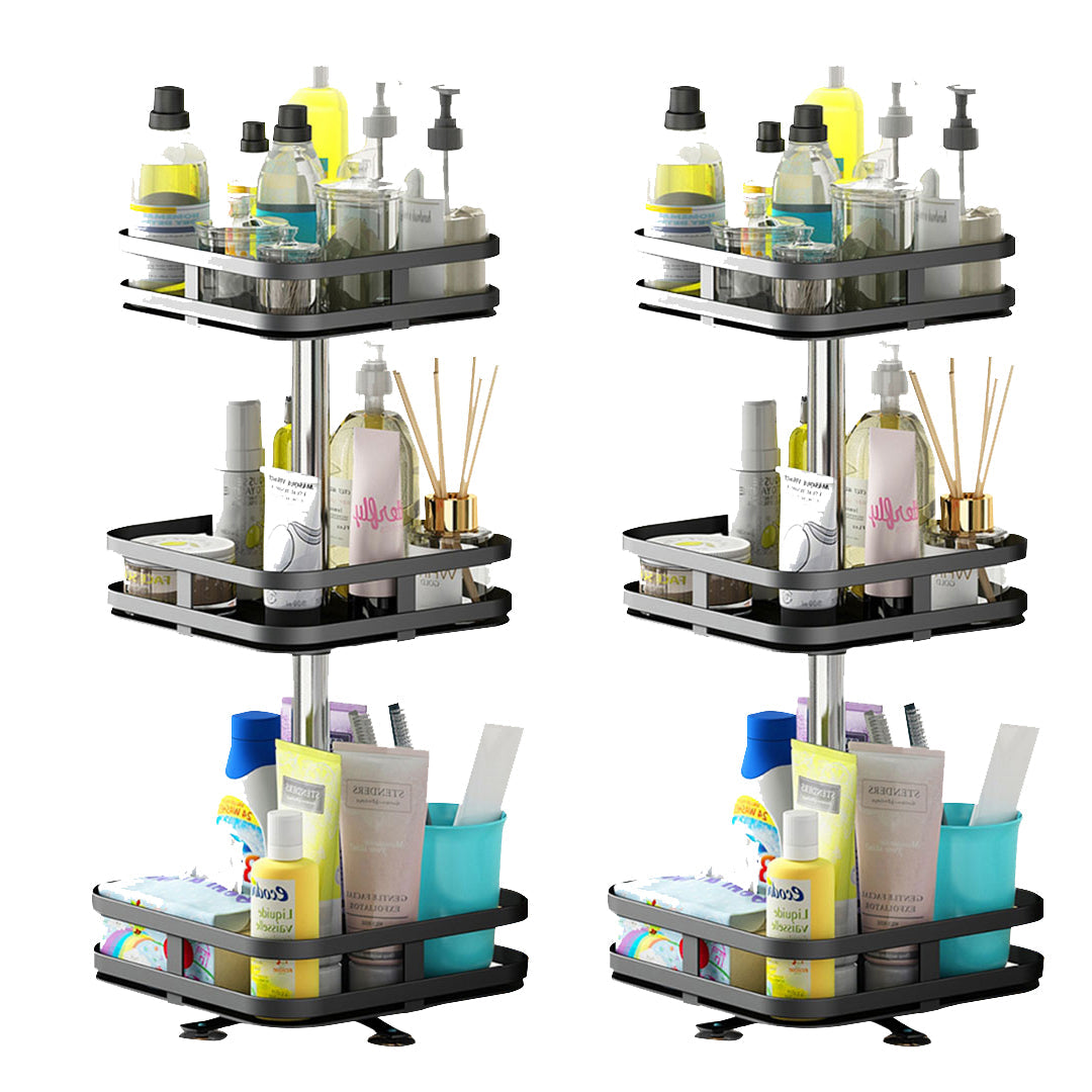 SOGA 2X 3 Tier Steel Black Square Rotating Multi-Function Kitchen Portable Storage Spice Seasoning Kitchen Countertop Organiser Shelf $ 92.90