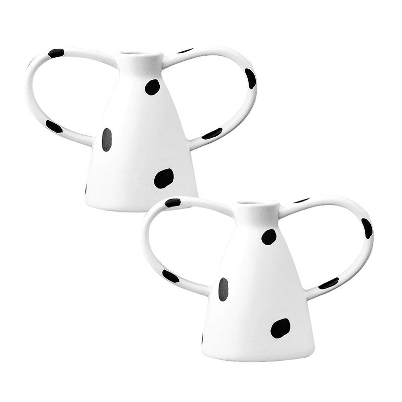 SOGA 2X 23.5x11cm Ornament Vase with Polka Dot Handicraft Decorations in Living Room Home Decor $ 86.50