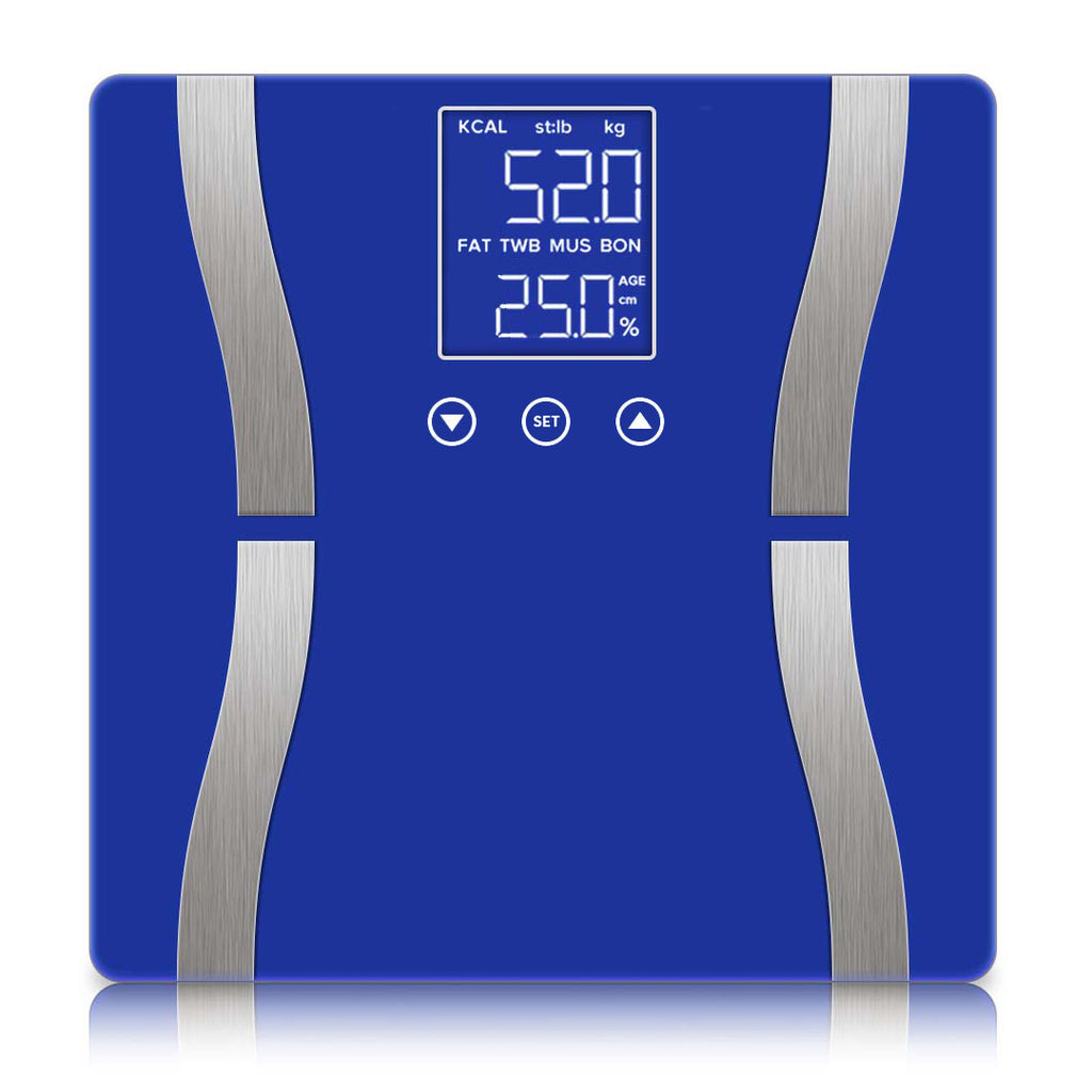 SOGA Glass LCD Digital Body Fat Scale Bathroom Electronic Gym Water Weighing Scales Blue $ 33.50