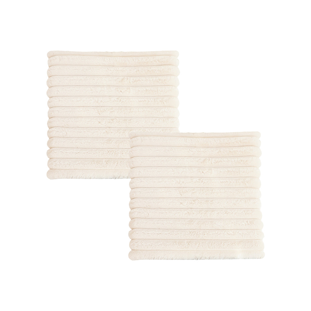 SOGA 2X 45cm Cream Corduroy Square Cushion Soft Leaning Plush Backrest Throw Seat Pillow $ 107.90