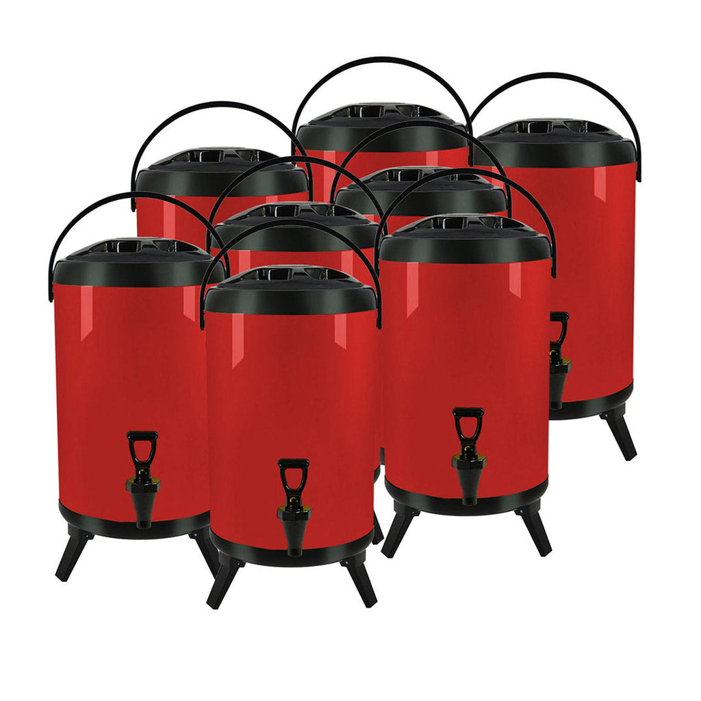 SOGA 8X 10L Stainless Steel Insulated Milk Tea Barrel Hot and Cold Beverage Dispenser Container with Faucet Red $ 660.90