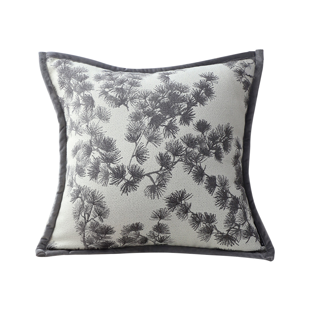 SOGA 45cm Throw Pillow Black and White Wide Border with Branch and Pine Needle Design Pattern Home Decor $ 47.90