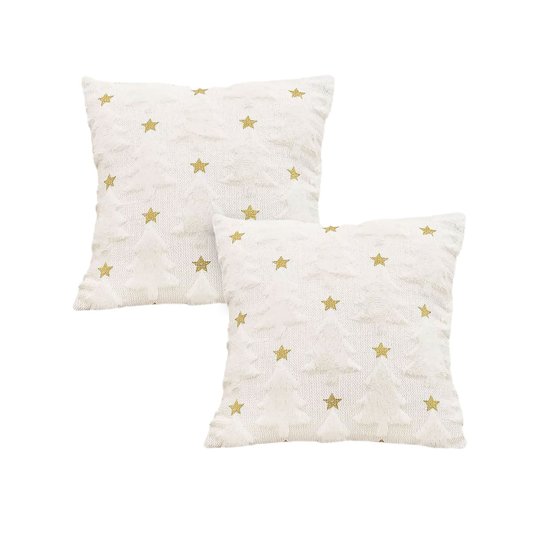 SOGA 2X 45cm Celestial Cream Textured Gold Star Pattern Throw Pillow $ 137.90