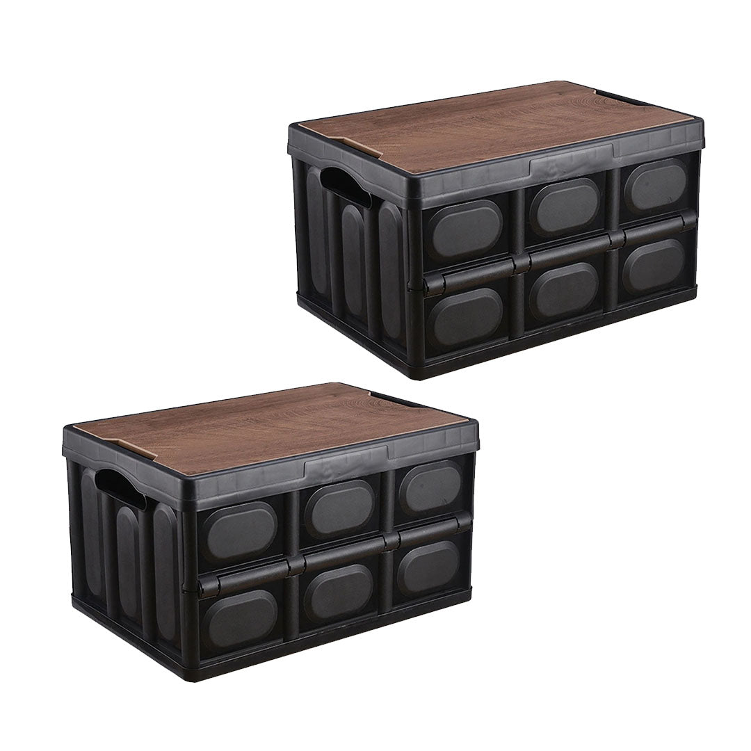 SOGA 2X 42x28.5cm 30L Black Car & Camping Foldable Storage Box Crate Stackable Container No Handle $ 112.50