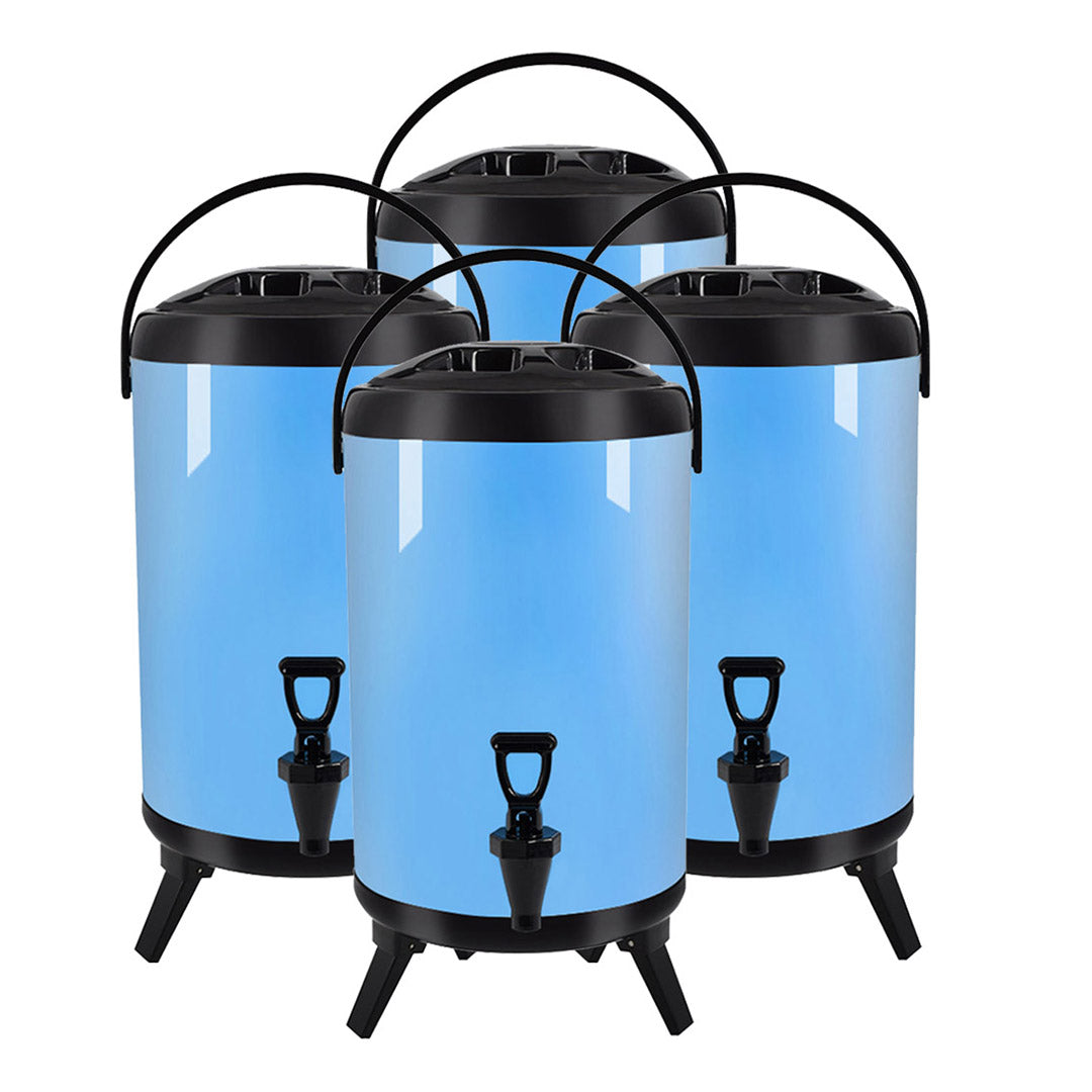 SOGA 4X 16L Stainless Steel Insulated Milk Tea Barrel Hot and Cold Beverage Dispenser Container with Faucet Blue