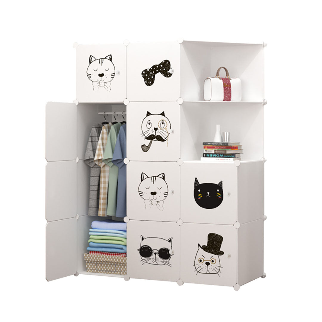 SOGA 10 Cubes White Portable Wardrobe Divide-Grid Modular Storage Organiser Foldable Closet with Doors $ 122.50