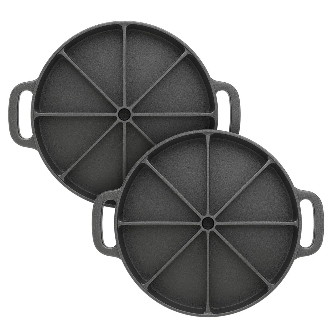 SOGA 2X 21.5CM Round Cast Iron Baking Wedge Pan Cornbread Cake 8-Slice Baking Dish with Handle $ 101.50