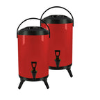 SOGA 2X 10L Stainless Steel Insulated Milk Tea Barrel Hot and Cold Beverage Dispenser Container with Faucet Red