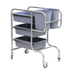 SOGA 3 Tier Food Trolley Food Waste Cart Five Buckets Kitchen Food Utility 80x43x89cm Round $ 216.90