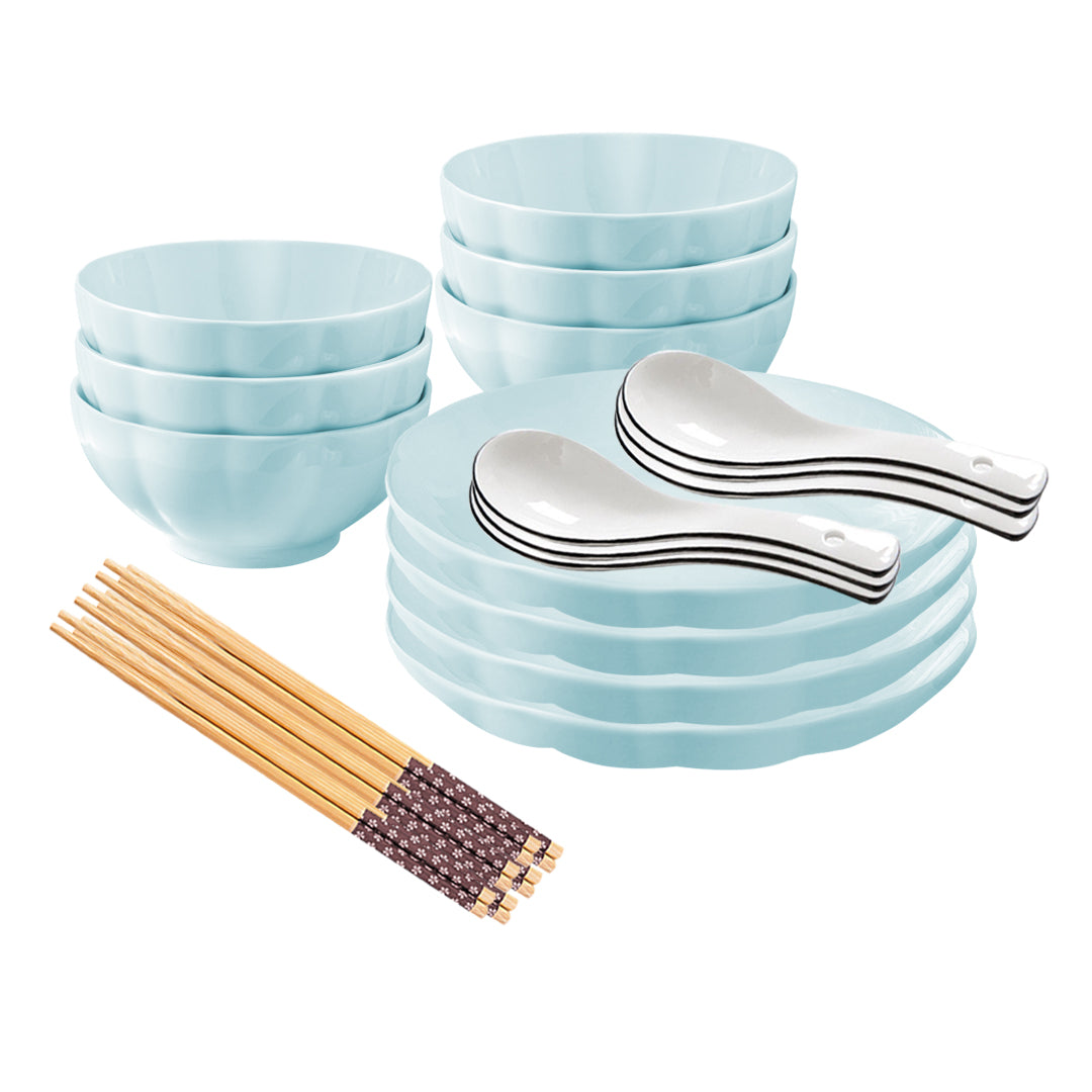SOGA Light Blue Japanese Style Ceramic Dinnerware Crockery Soup Bowl Plate Server Kitchen Home Decor Set of 10 $ 77.90