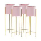 SOGA 4X 2 Layer 60cm Gold Metal Plant Stand with Pink Flower Pot Holder Corner Shelving Rack Indoor Display $ 253.50