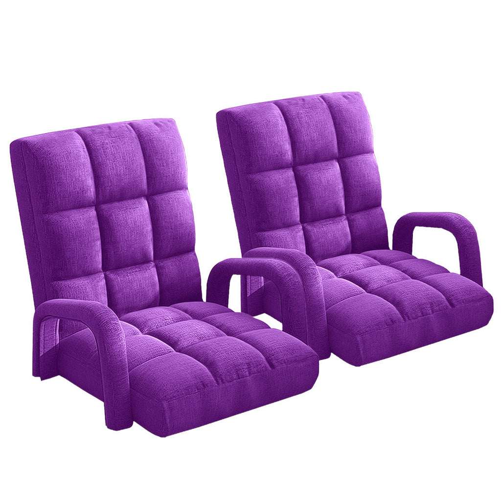 SOGA 2X Foldable Lounge Cushion Adjustable Floor Lazy Recliner Chair with Armrest Purple $ 409.50