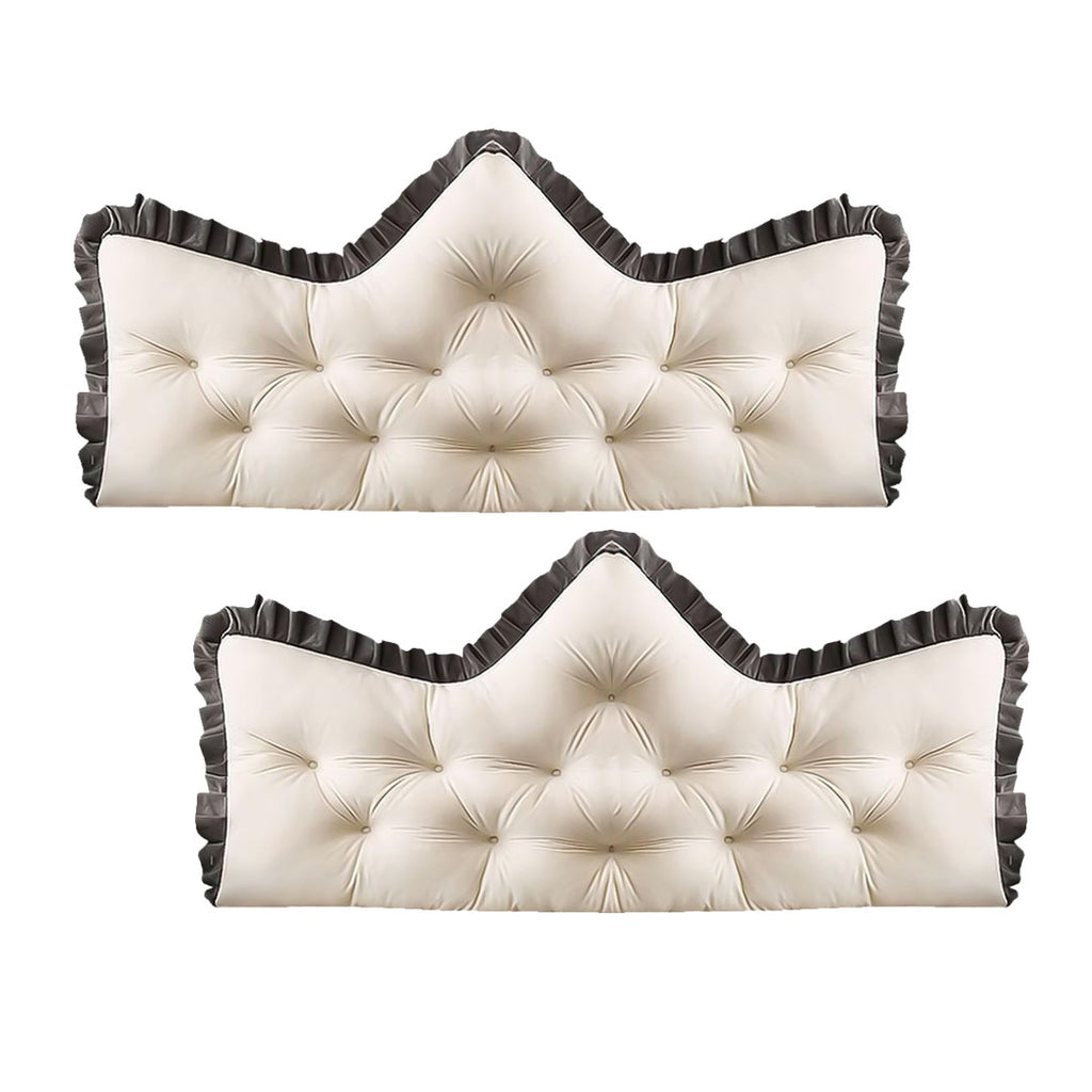 SOGA 2X 90cm Crown Pillow Tufted Cream Headboard Cushion for Bed $ 97.50