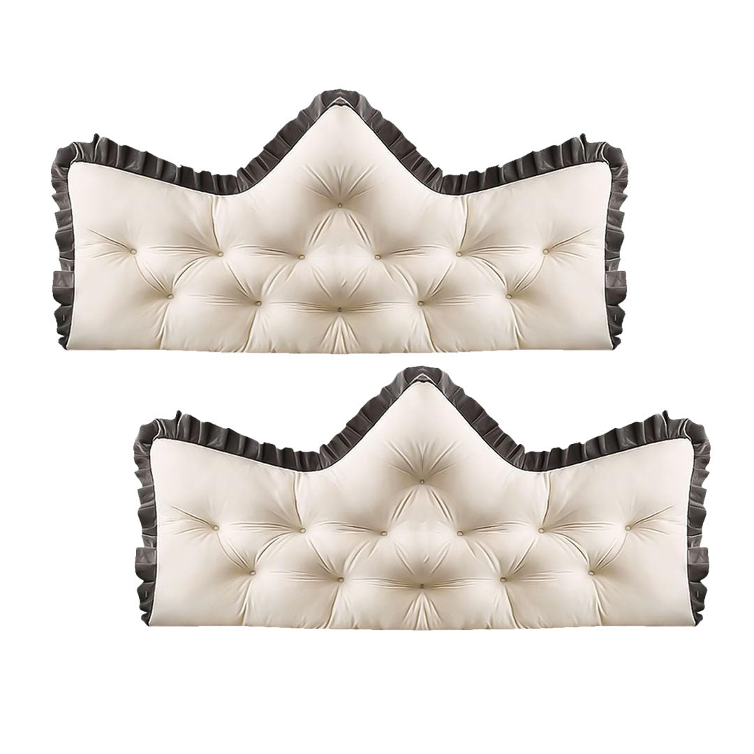 SOGA 2X 90cm Crown Pillow Tufted Cream Headboard Cushion for Bed $ 97.50