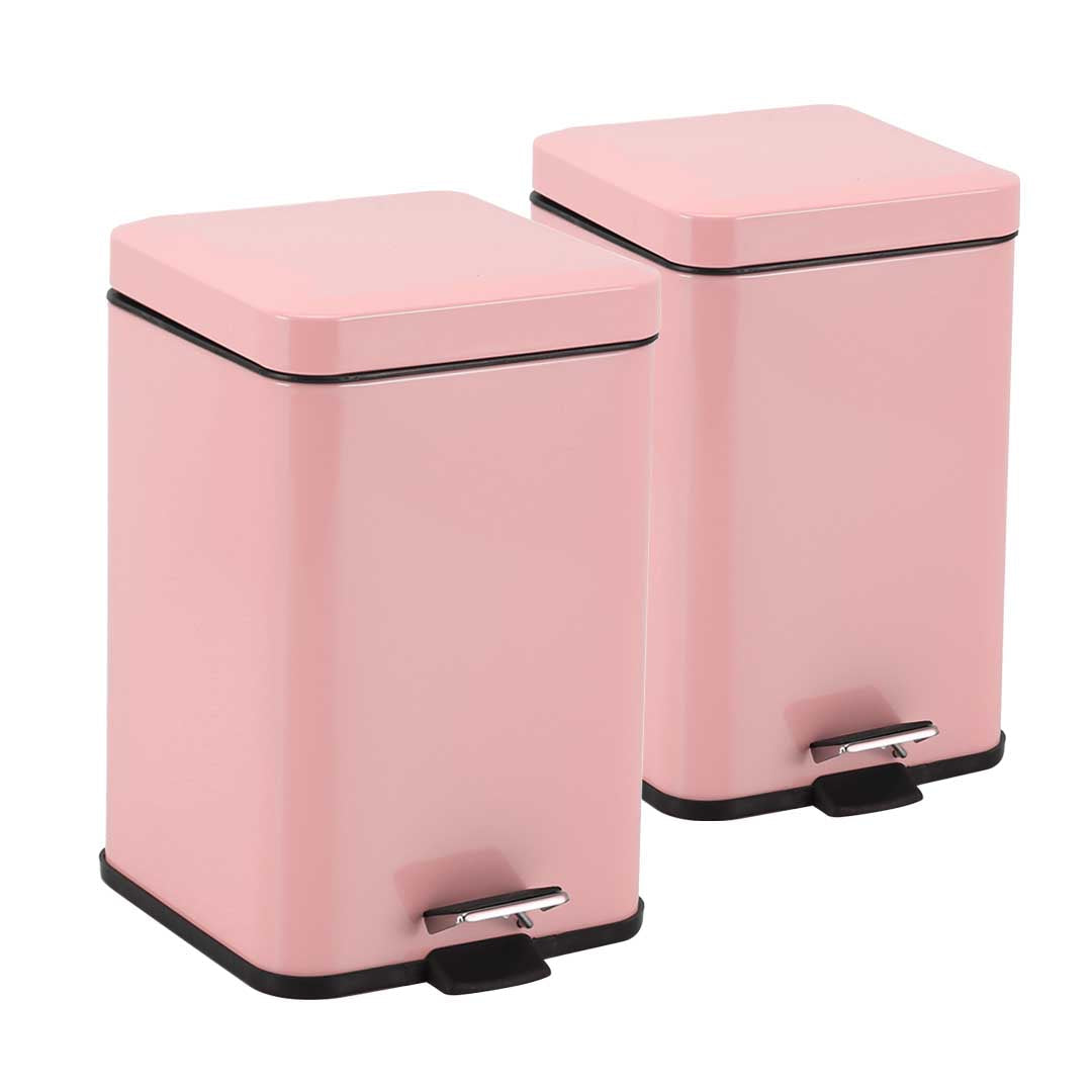 SOGA 2X Foot Pedal Stainless Steel Rubbish Recycling Garbage Waste Trash Bin Square 6L Pink $ 111.90
