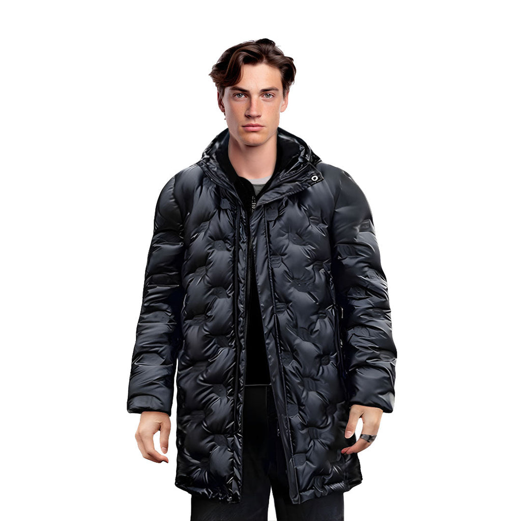 abbee Black Winter Hooded Glossy Overcoat Long Jacket Stylish Lightweight Quilted Warm Puffer Coat $ 199.90