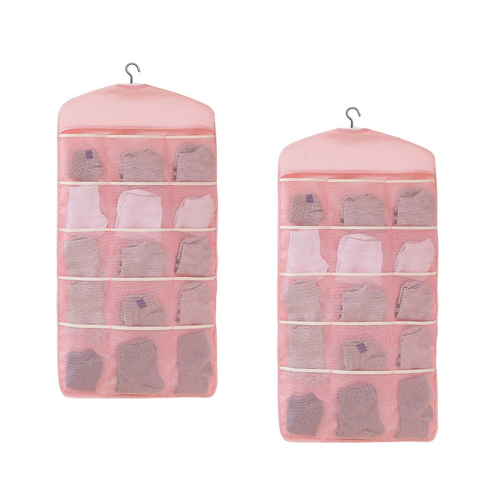 SOGA 2X Pink Double Sided Hanging Storage Bag Underwear Bra Socks Mesh Pocket Hanger Home Organiser $ 51.90