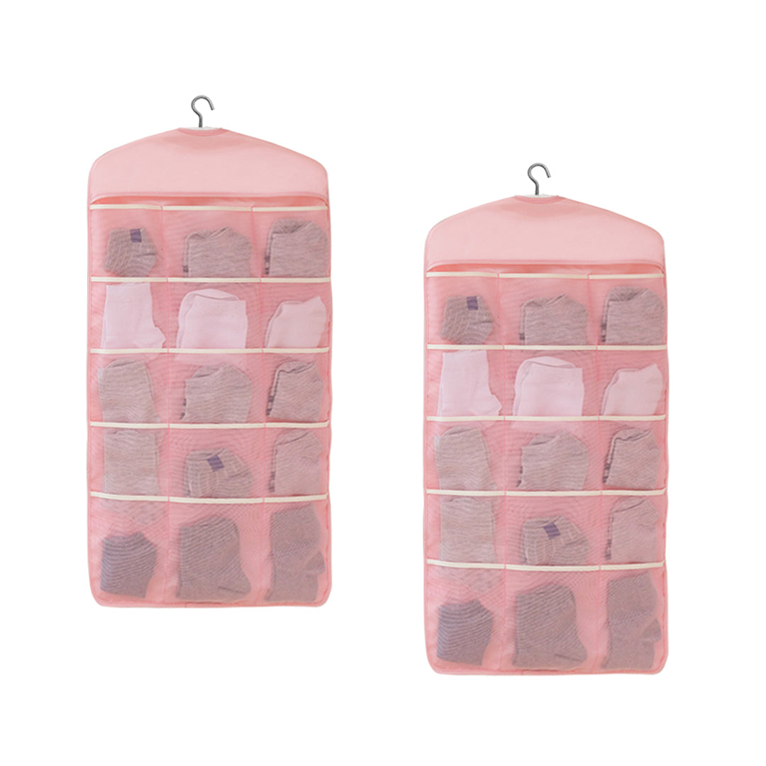 SOGA 2X Pink Double Sided Hanging Storage Bag Underwear Bra Socks Mesh Pocket Hanger Home Organiser $ 51.90