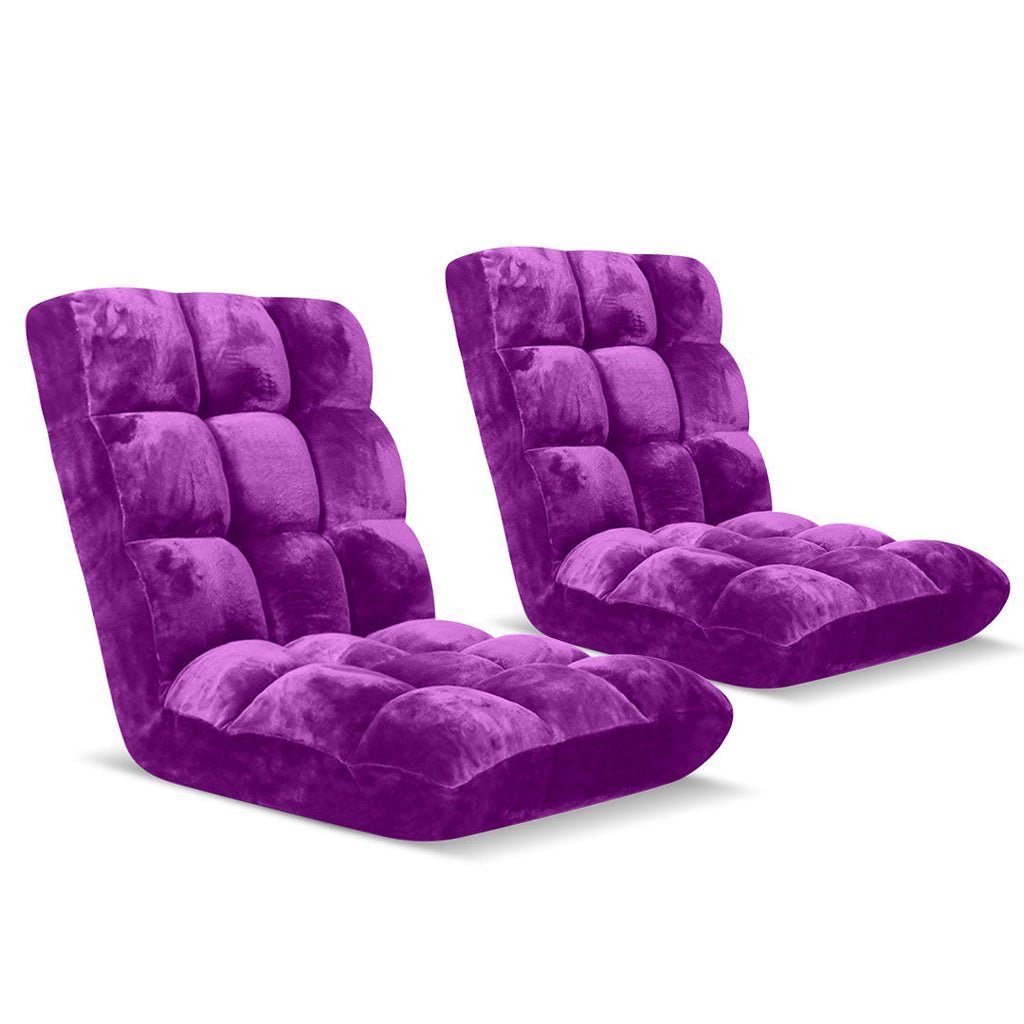 SOGA 2X Floor Recliner Folding Lounge Sofa Futon Couch Folding Chair Cushion Purple $ 183.50