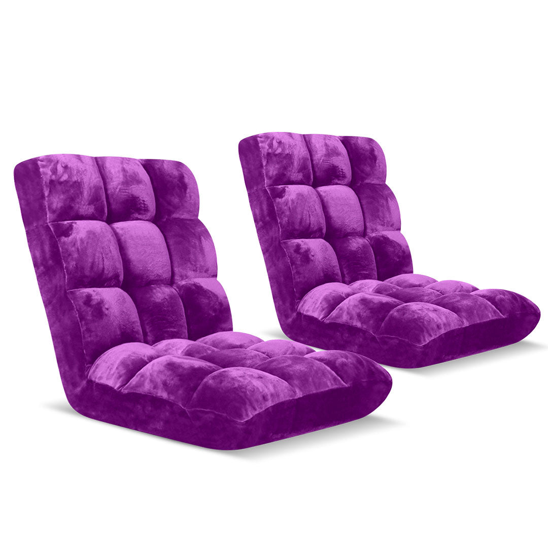SOGA 2X Floor Recliner Folding Lounge Sofa Futon Couch Folding Chair Cushion Purple $ 183.50