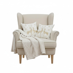 SOGA Christmas Bundle – 2 White & Gold Christmas Reindeer Pillow & White Chenille Fleece Throw $ 260