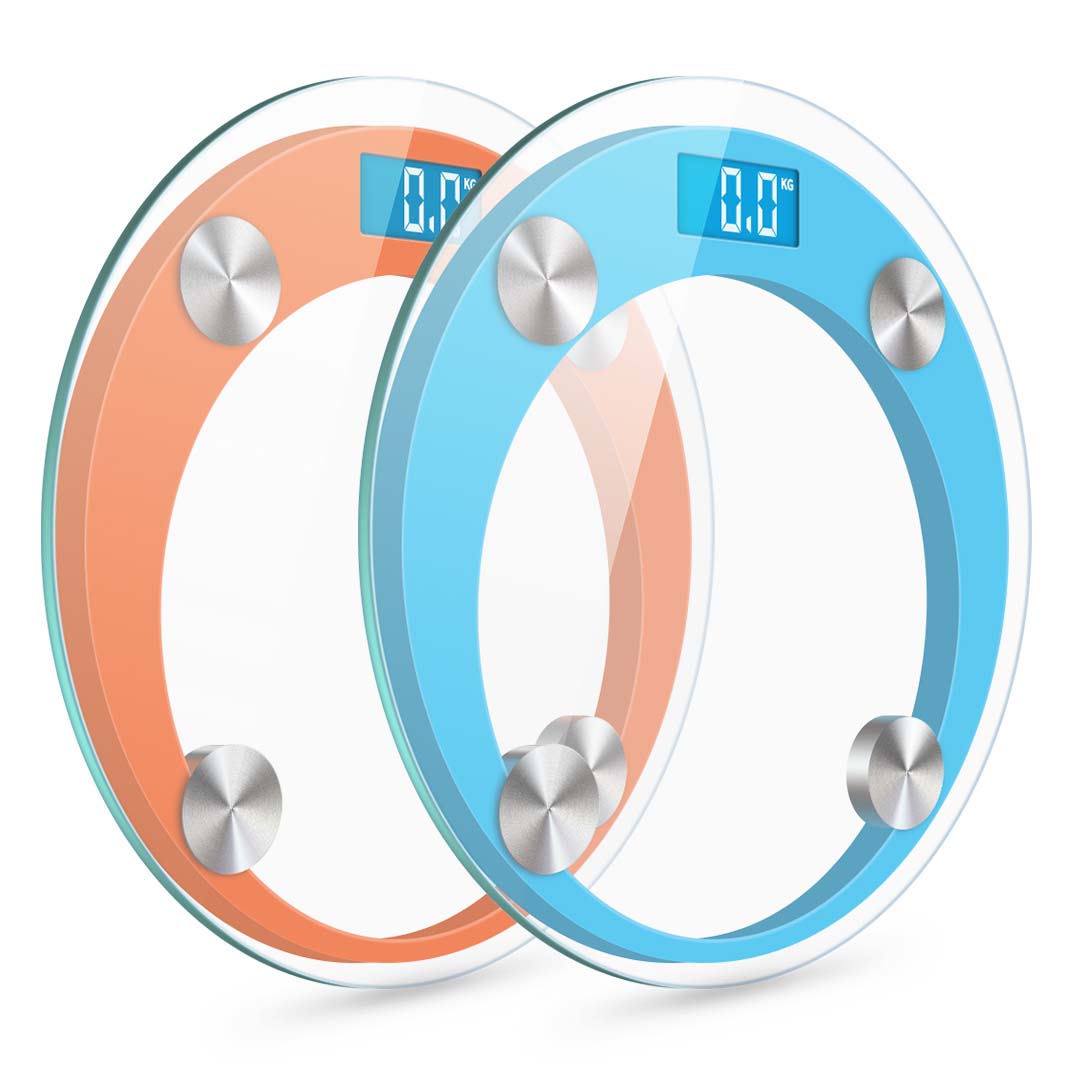 SOGA 2X 180kg Digital Fitness Weight Bathroom Gym Body Glass LCD Electronic Scale Orange/Blue $ 60.90