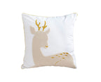 SOGA 45cm Whimsical Beige Reindeer Applique Gold Accent Throw Pillow $ 57.90