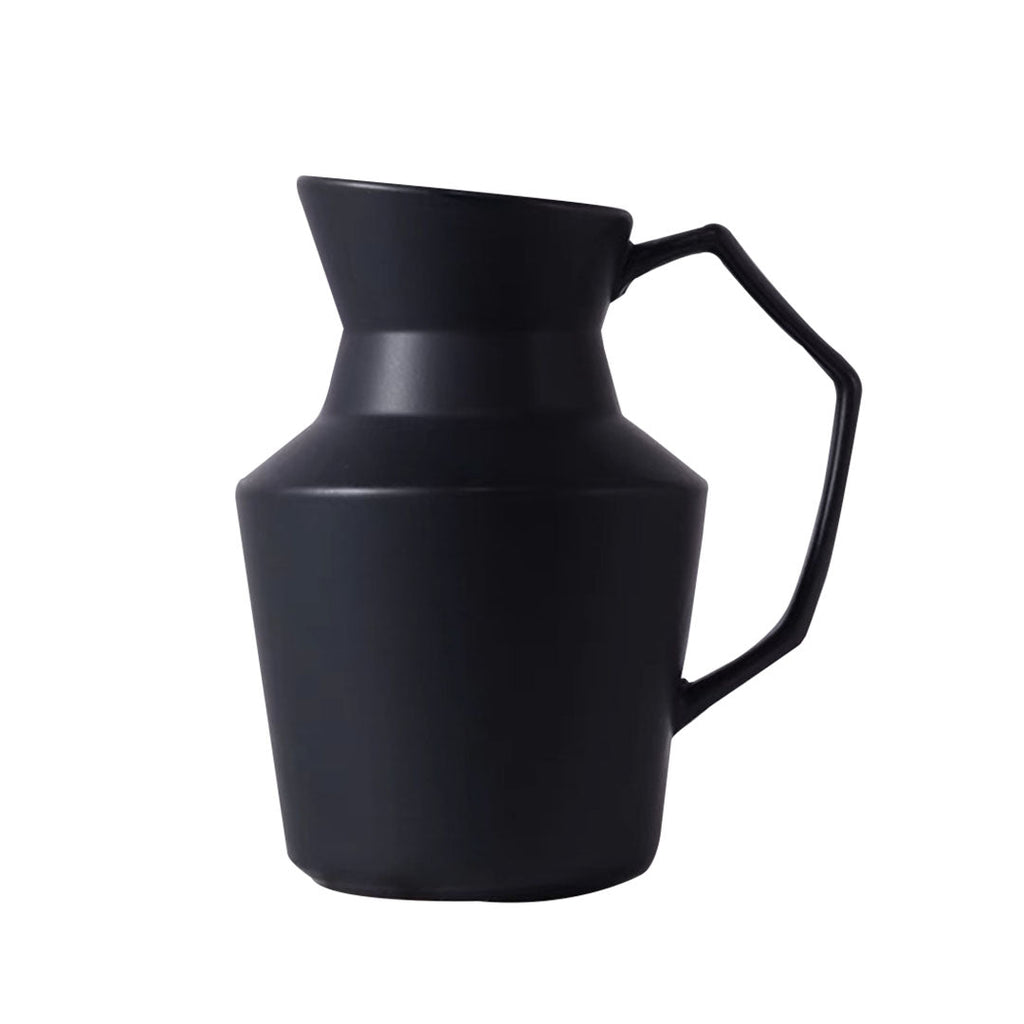 SOGA 23.5x19.5cm Ornament Black Modern Vase Pitcher with Angular Handle Sleek Minimalist for Home Decor $ 48.90