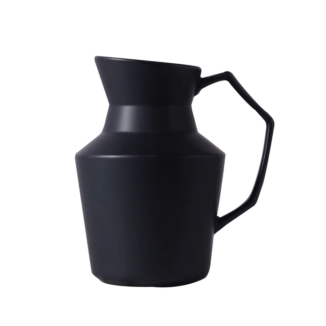 SOGA 23.5x19.5cm Ornament Black Modern Vase Pitcher with Angular Handle Sleek Minimalist for Home Decor $ 48.90