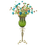 SOGA 85cm Green Glass Tall Floor Vase and 12pcs Blue Artificial Fake Flower Set $ 511.50