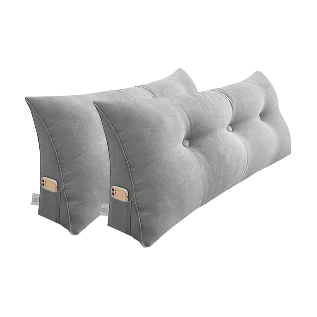 SOGA 2X 100cm Silver Triangular Wedge Bed Pillow Headboard Backrest Bedside Tatami Cushion Home Decor
